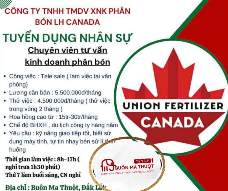 TUYỂN DỤNG NHÂN SỰ NGHÀNH PHÂN BÓN Hoa hồng cao từ: 15tr - 30tr/tháng